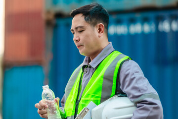 Container Worker Hydrating on the Job