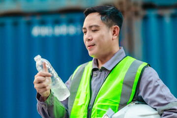 Container Worker Hydrating on the Job