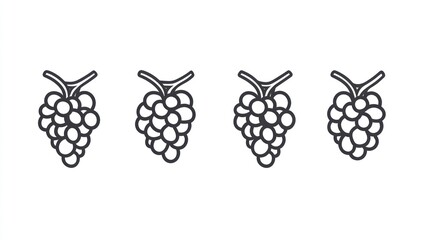 Four raspberry drawings on a plain white background. Used for prints and patterns