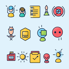 Creative Project Outline with Icons for Innovation and Ideas Meeting