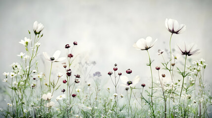 White Flower Meadow Illustration