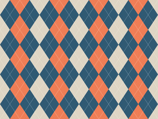 Stylish argyle pattern in muted coral, beige  teal.  Perfect for backgrounds, textiles, or fashion designs.  Geometric, retro vibe evokes feelings of classic style  sophistication.