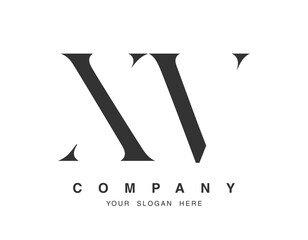 XV logo design. Initial letter x and v serif font style. Creative classic company name typography. Trendy logotype or identity.