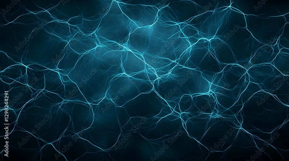 Poster abstract blue network design with light nodes and dark background