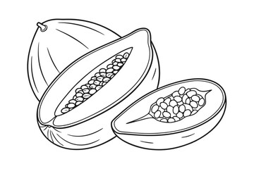 Papaya Fruit with Slice Vector Illustration