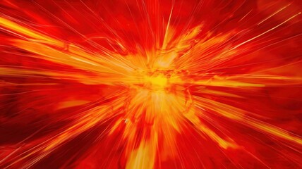energy explosion with red and yellow light rays