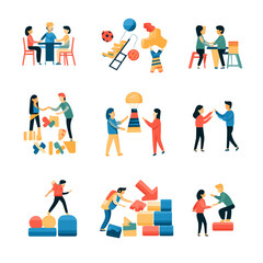 Teamwork and Collaboration: Diverse People Building Together, Flat Vector Art