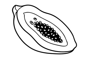  Line Art of Papaya Fruit Vector Illustration