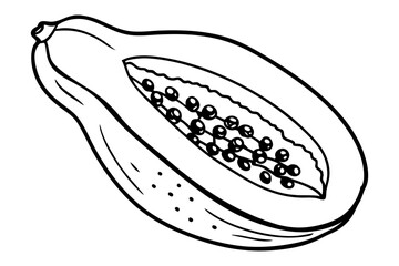  Line Art of Papaya Fruit Vector Illustration