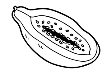  Line Art of Papaya Fruit Vector Illustration