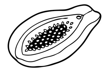  Line Art of Papaya Fruit Vector Illustration