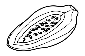  Line Art of Papaya Fruit Vector Illustration