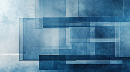 Tranquil Modern Aesthetic: Floating Blue Squares & Rectangles A background of transparent rectangles in muted teal and gray.