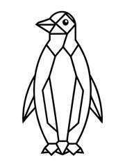 Geometric Penguin Vector Line Art