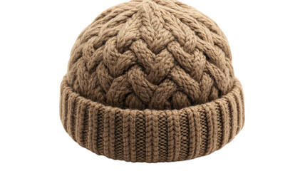 Obraz premium Cozy knitted brown beanie perfect for cold weather wear during winter outdoor activities