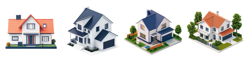 Collection of picturesque residential houses and homes in diverse architectural styles ranging from classic and traditional to modern and contemporary