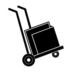 Hand Truck with Boxes Vector | Cargo Trolley Icon