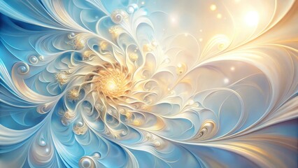 Abstract Pastel Swirls An Elegant Composition of Flowing Lines and Delicate Pearls in a Soft Color Palette