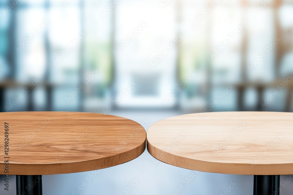 Poster two tables featuring side-by-side comparison of business and technology concepts with blurry backgro