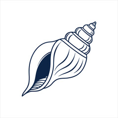 Seashell Silhouette Vector Icon White Background.