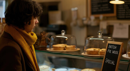 Man in cafe during British Pie Week special event