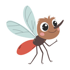 Fototapeta premium A cute mosquito. Children's illustration. Vector illustration isolated on a white background.