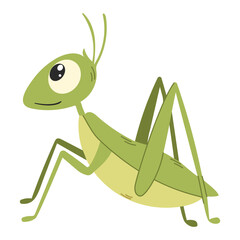 Grasshopper isolated on white background. Children's illustration. Vector Illustration.