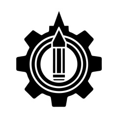 Gear & Pencil Icon | Creative Engineering & Design Symbol