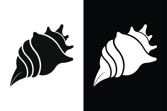 Clean & Modern Seashell Icon in Silhouette Style.