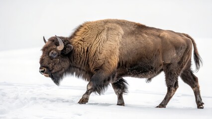 European Bison in Winter Landscape