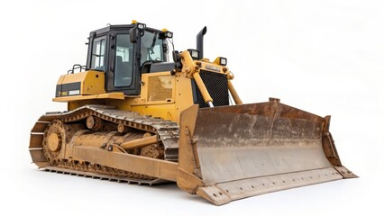 Yellow Bulldozer on White Background