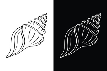 Simple Black & White Seashell Icon High-Quality Vector File.