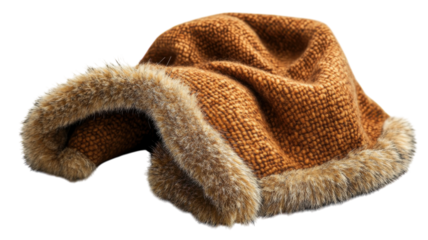Cozy brown hat with fur trim perfect for winter adventures and outdoor activities in cold weather