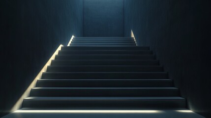 A staircase with a light shining on it