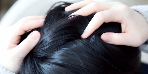 Obraz premium Close Up of Black Hair, Realistic Image