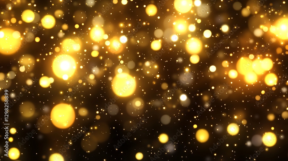 Poster abstract blurred bokeh background with golden light effect and sparkles