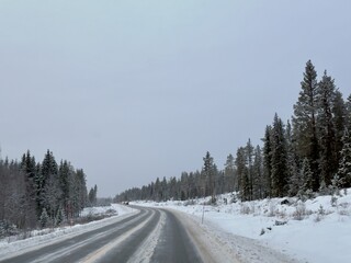 Norwegian narrow winter road