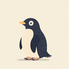 Fototapeta premium Cute Cartoon Penguin: A charming illustration featuring a black and white penguin against a light background, ideal for children's content.