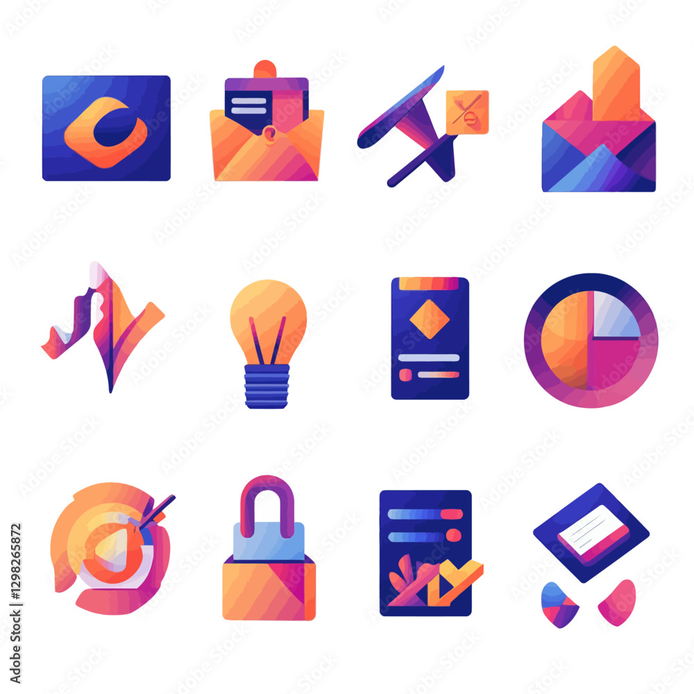 Aufkleber abstract gradient business icon set on white background for web design