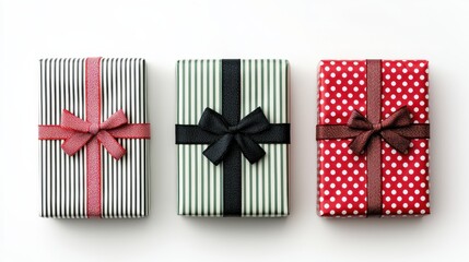 Fototapeta premium Colorful Wrapped Gifts with Ribbons on Light Background for Celebrations and Special Occasions