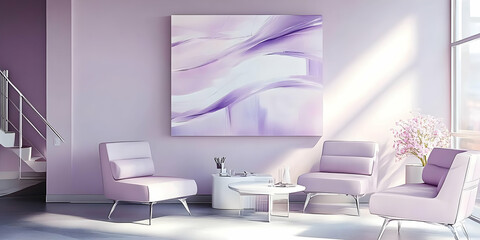 Lavender Abstract Painting in Modern Room