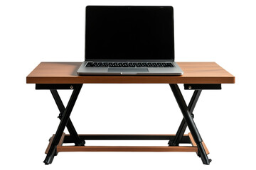 Portable folding desk with laptop setup for versatile workspace use at home or office