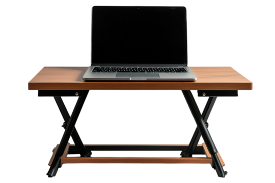 Portable folding desk with laptop setup for versatile workspace use at home or office