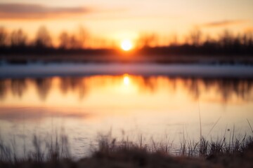 Naklejka premium sunrise reflection soft-focus warm hues