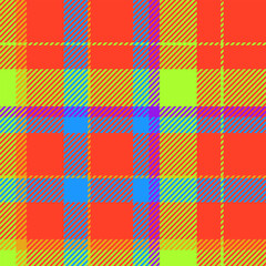 Vibrant neon plaid pattern.  Bold, energetic design ideal for fashion, textiles, and web backgrounds.  A playful, modern take on classic tartan.  Perfect for adding a pop of color to any project.