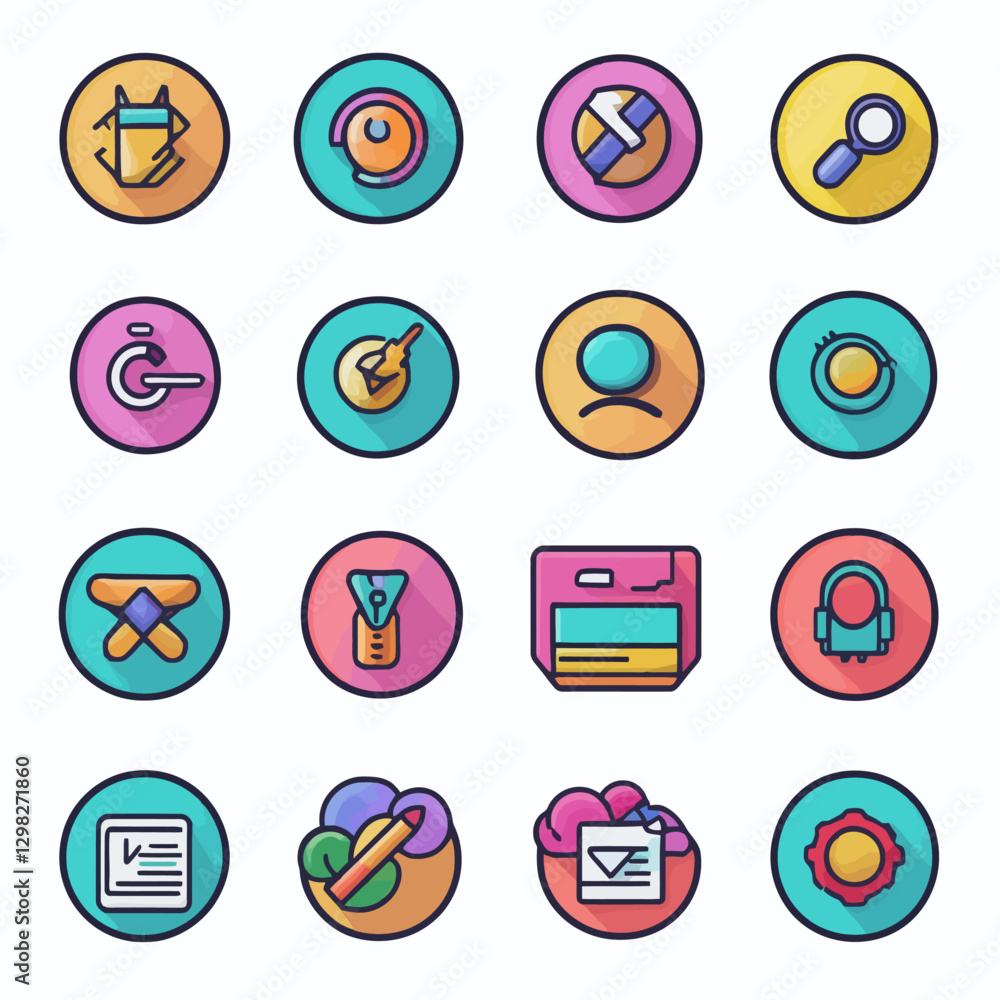 Poster vector art icons featuring abstract symbols in a modern style design.
