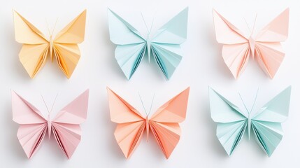 Colorful Paper Butterflies in Soft Pastel Shades for Creative Art and Design Projects