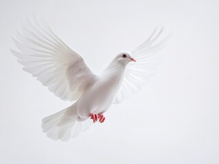 White Dove Flying on White Background