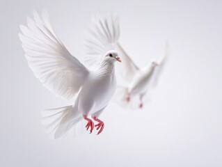 Fototapeta premium White Doves Flying in Harmony