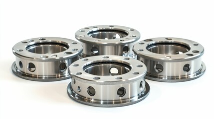 Brake Drums: New Auto Parts with Pads and Cylinders on White Background